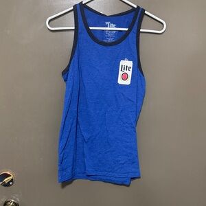 Lite Blue Men's Tank Top with Black Trim